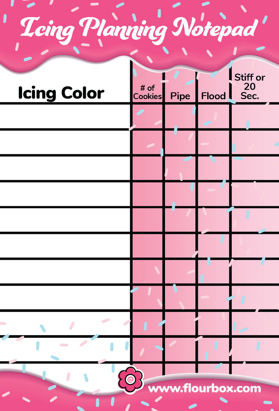 Flour Box Club Icing Planning Notepad
