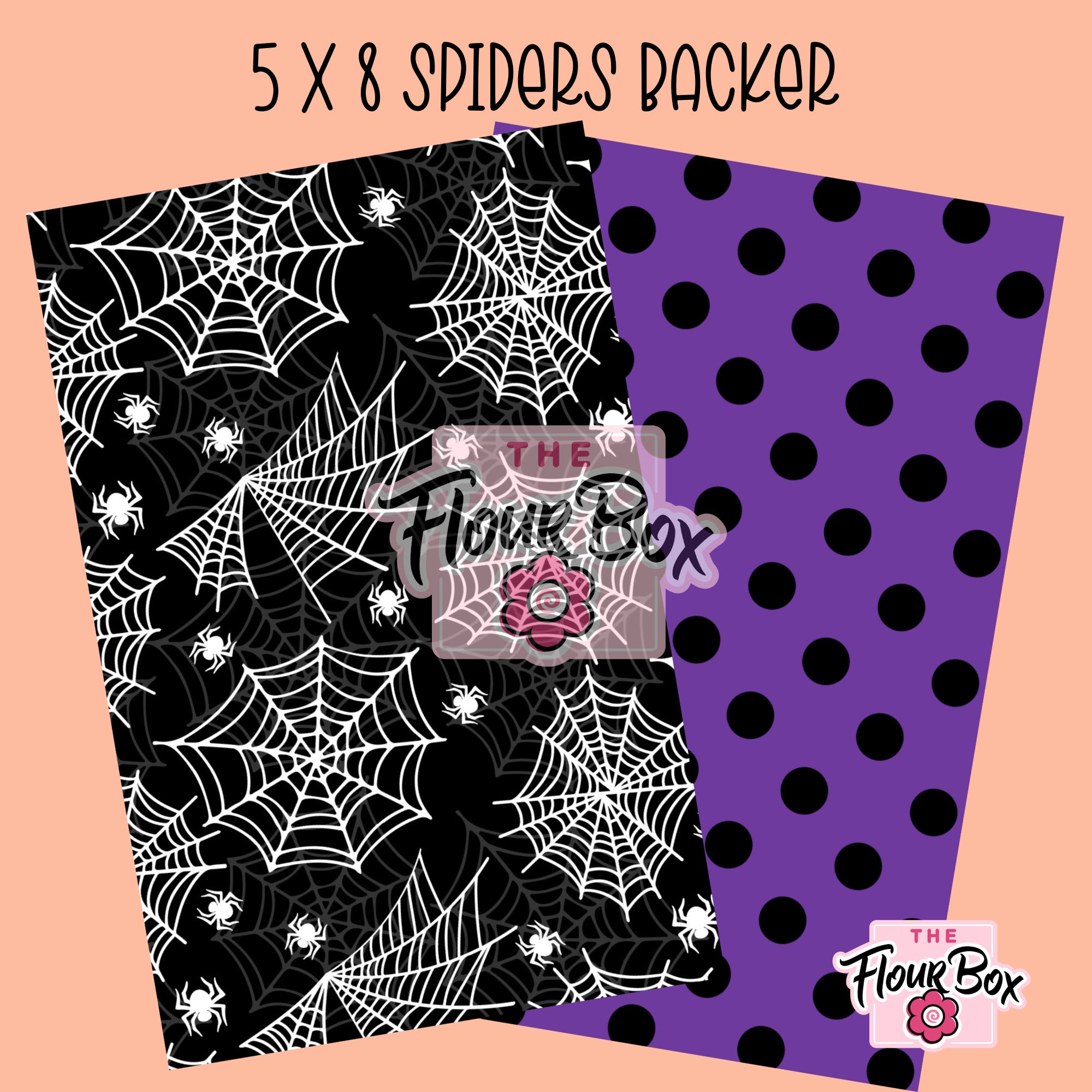 Spider Webs and Purple Dots Cookie BOX Backer - 5" x 8" Rectangle - 25 BACKERS