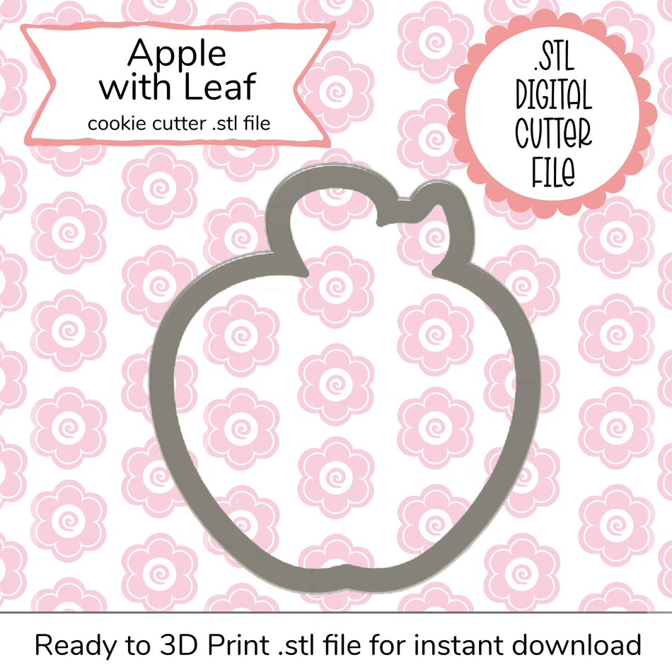 Apple with Leaf STL Cutter File (digital file)