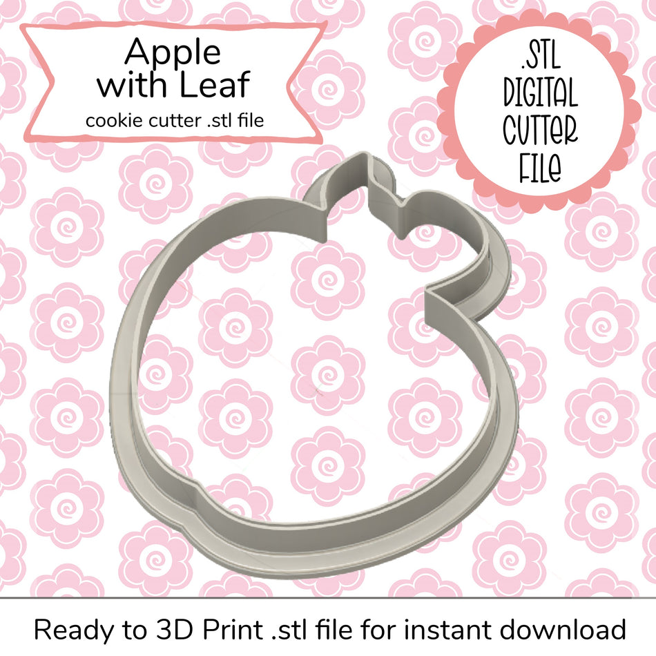 Apple with Leaf STL Cutter File (digital file)