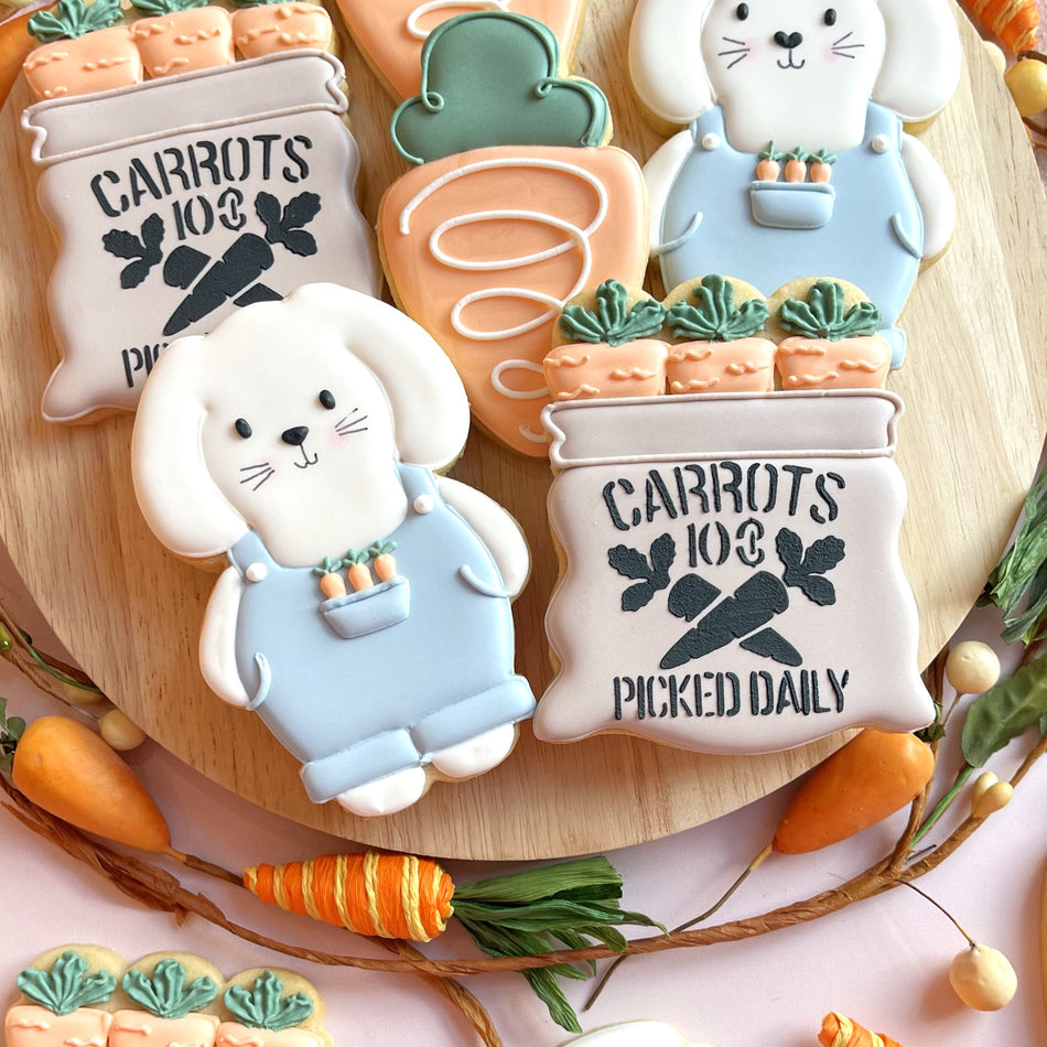 Bunny Farmer Cookie Cutter BUNDLE with Stencil