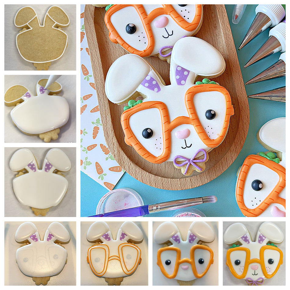 Bunny with Carrot Glasses Cookie Cutter