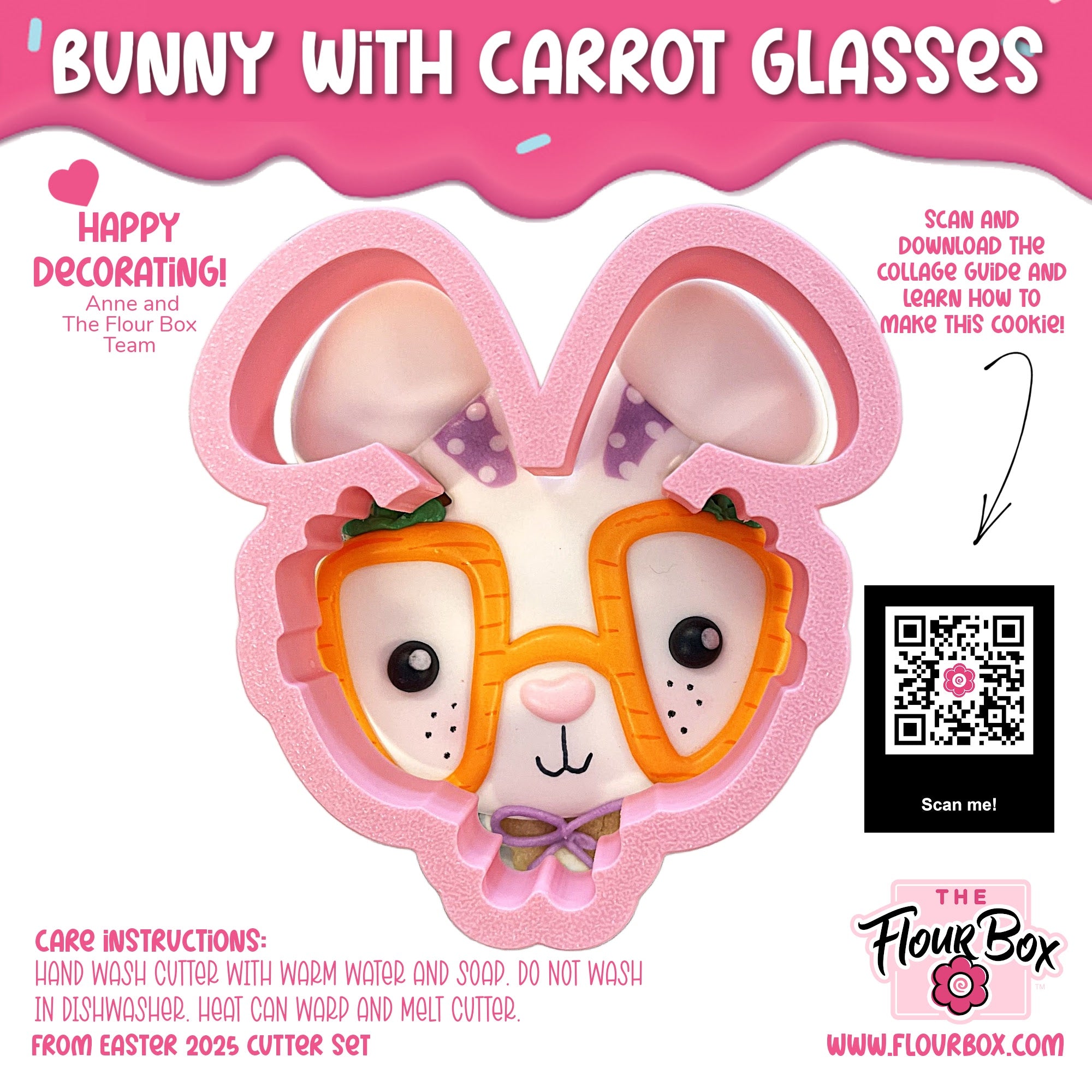 Bunny with Carrot Glasses Cookie Cutter – The Flour Box