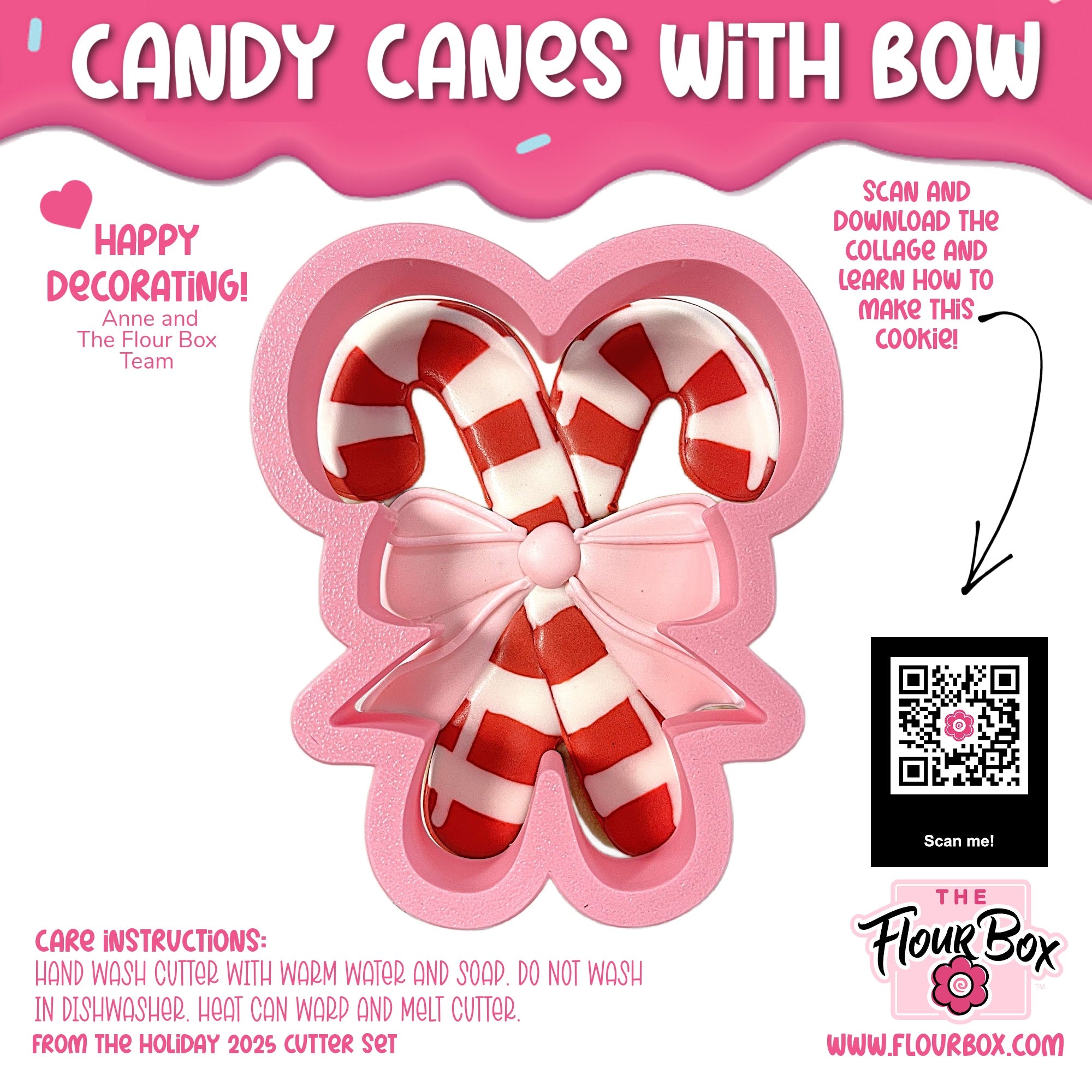 Candy Canes with Bow Cookie Cutter