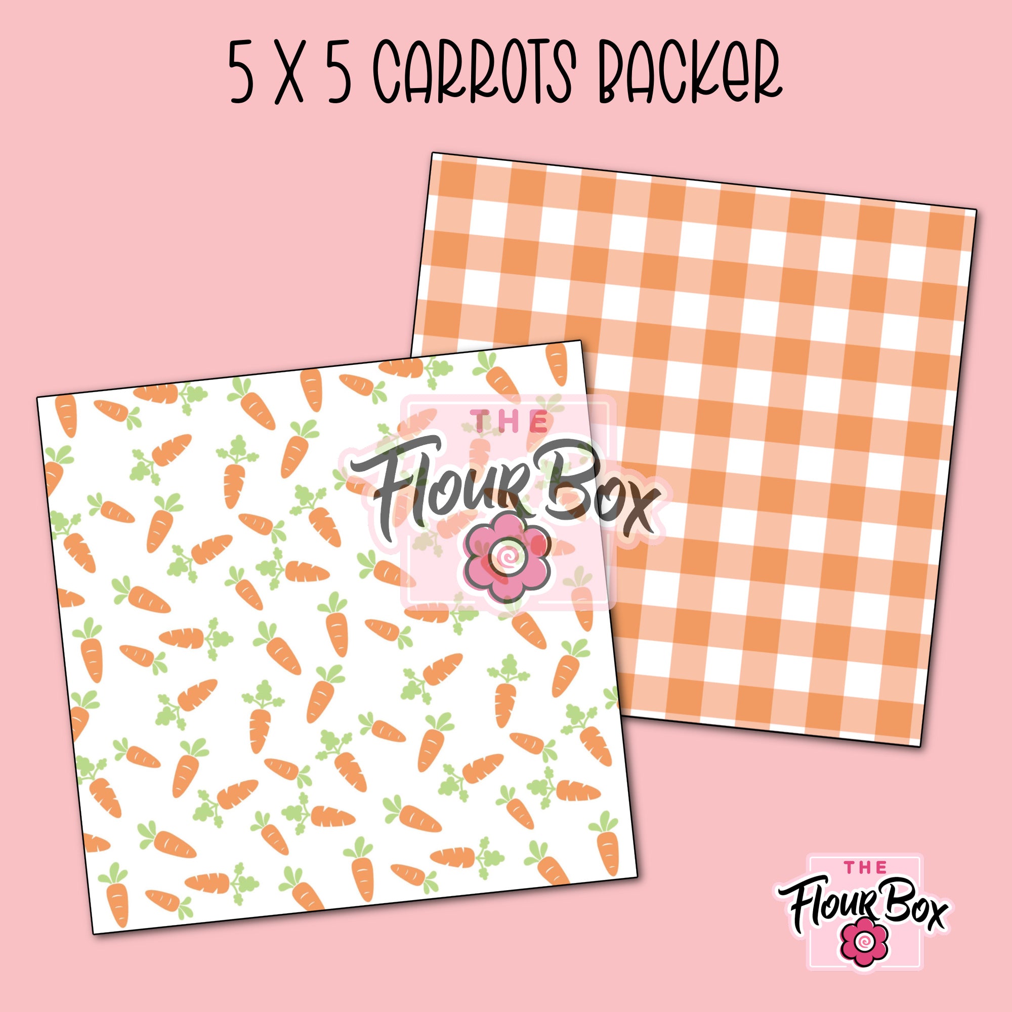 Scattered Carrots Cookie BOX Backer - 5" x 5" Square - 25 BACKERS