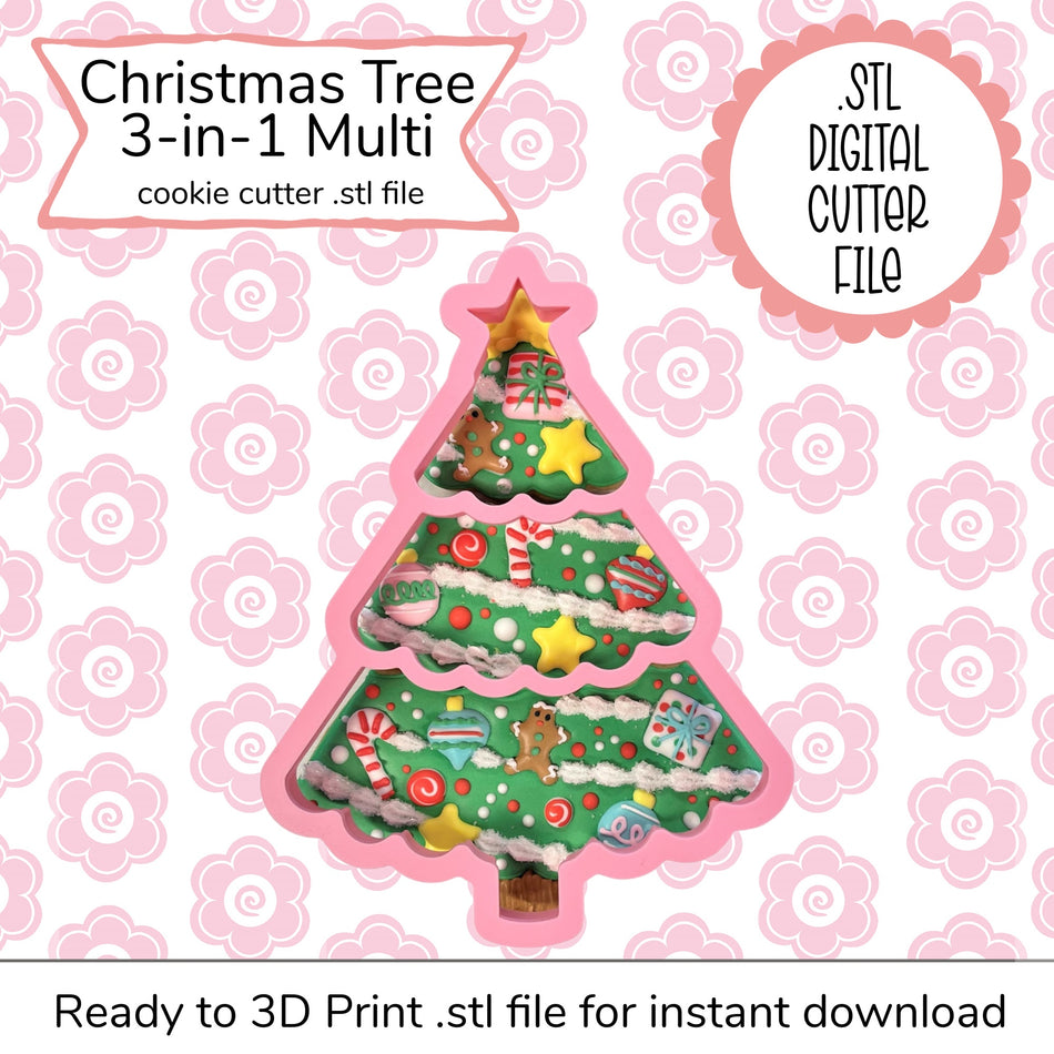Christmas Tree 3-in-1 Multi Cutter STL File (digital file)