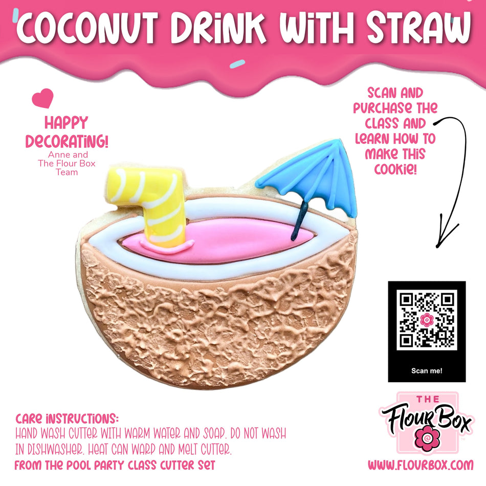 Coconut Drink with Straw Cookie Cutter