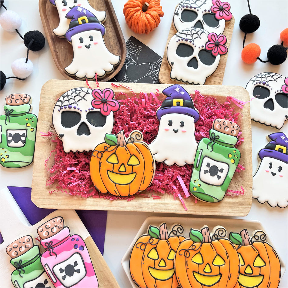 Comic Halloween Cookie Cutter with Stencil Bundle