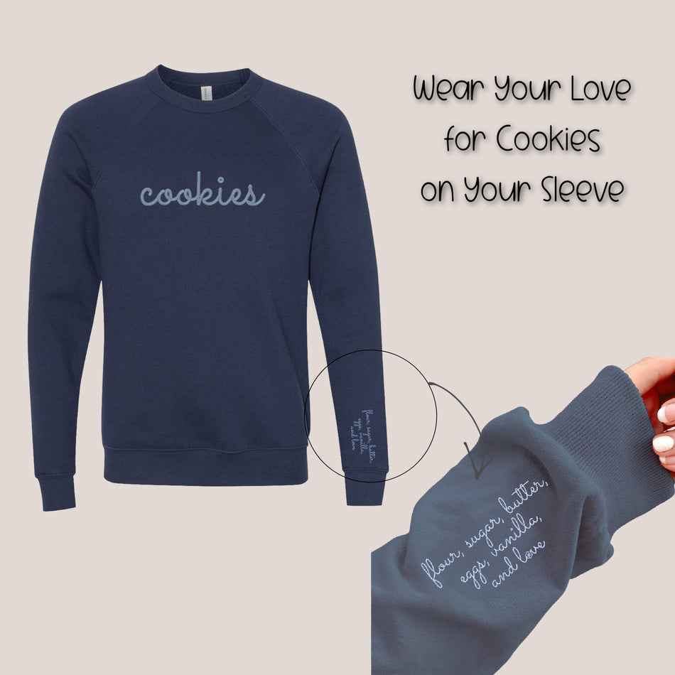 Cookies Embroidered Sweatshirt with Sleeve Ingredients Navy