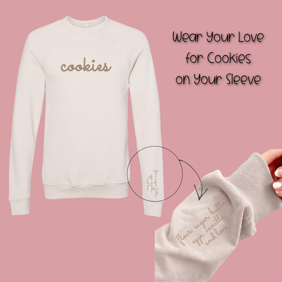 Cookies Embroidered Sweatshirt with Sleeve Ingredients Heather Dust