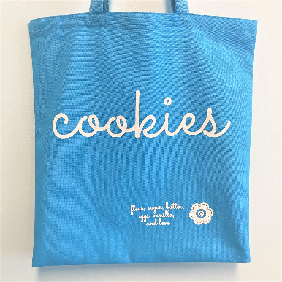 Cookies with Ingredients Turquoise Tote