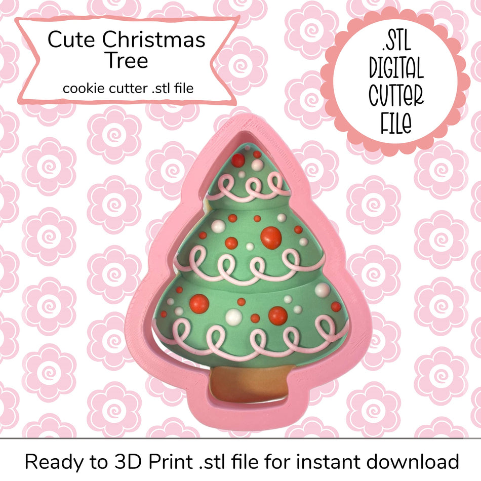 Cute Christmas Tree Cutter STL File (digital file)