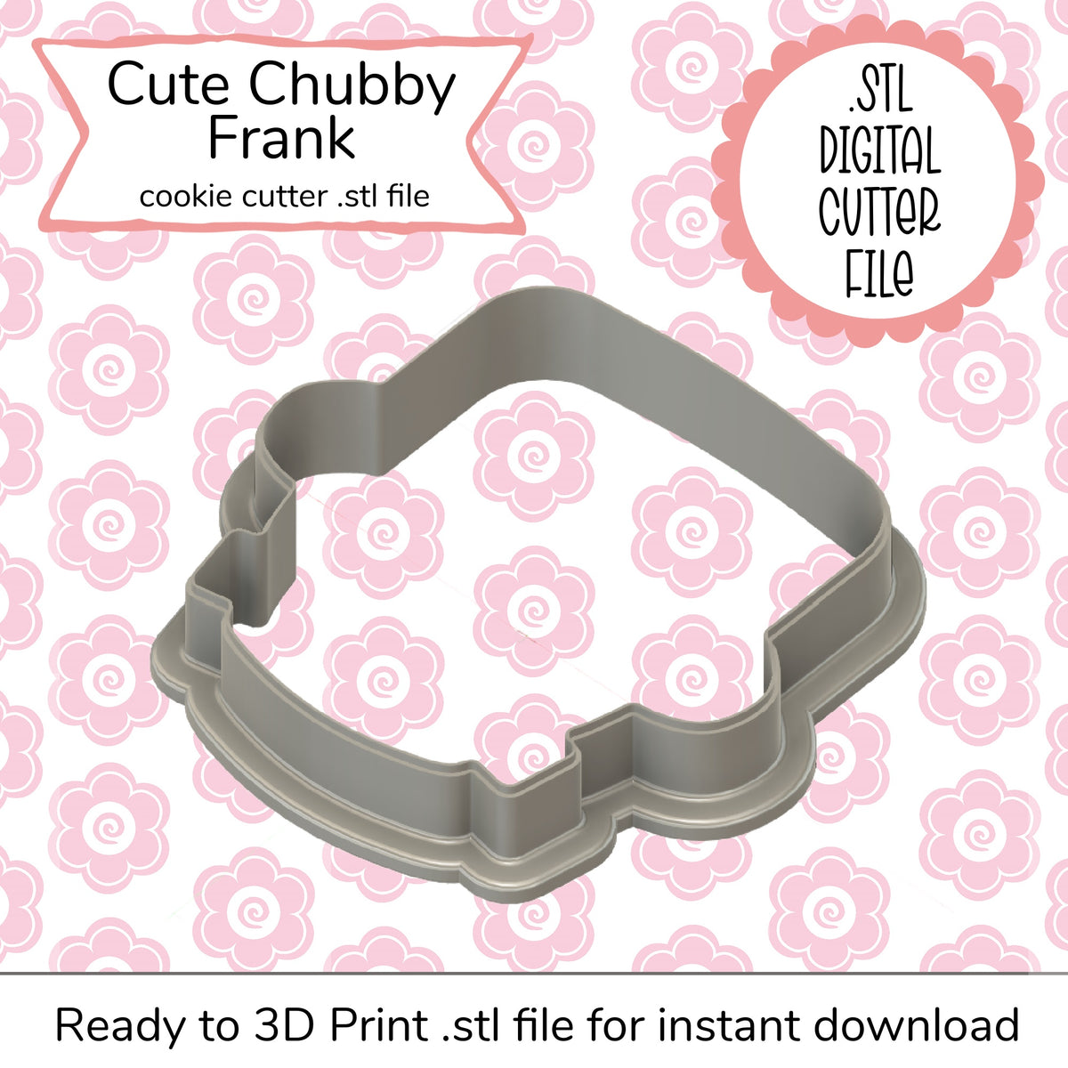 Gray plastic cookie cutter shaped like a cute chubby Frankenstein monster for baking and crafting STL file