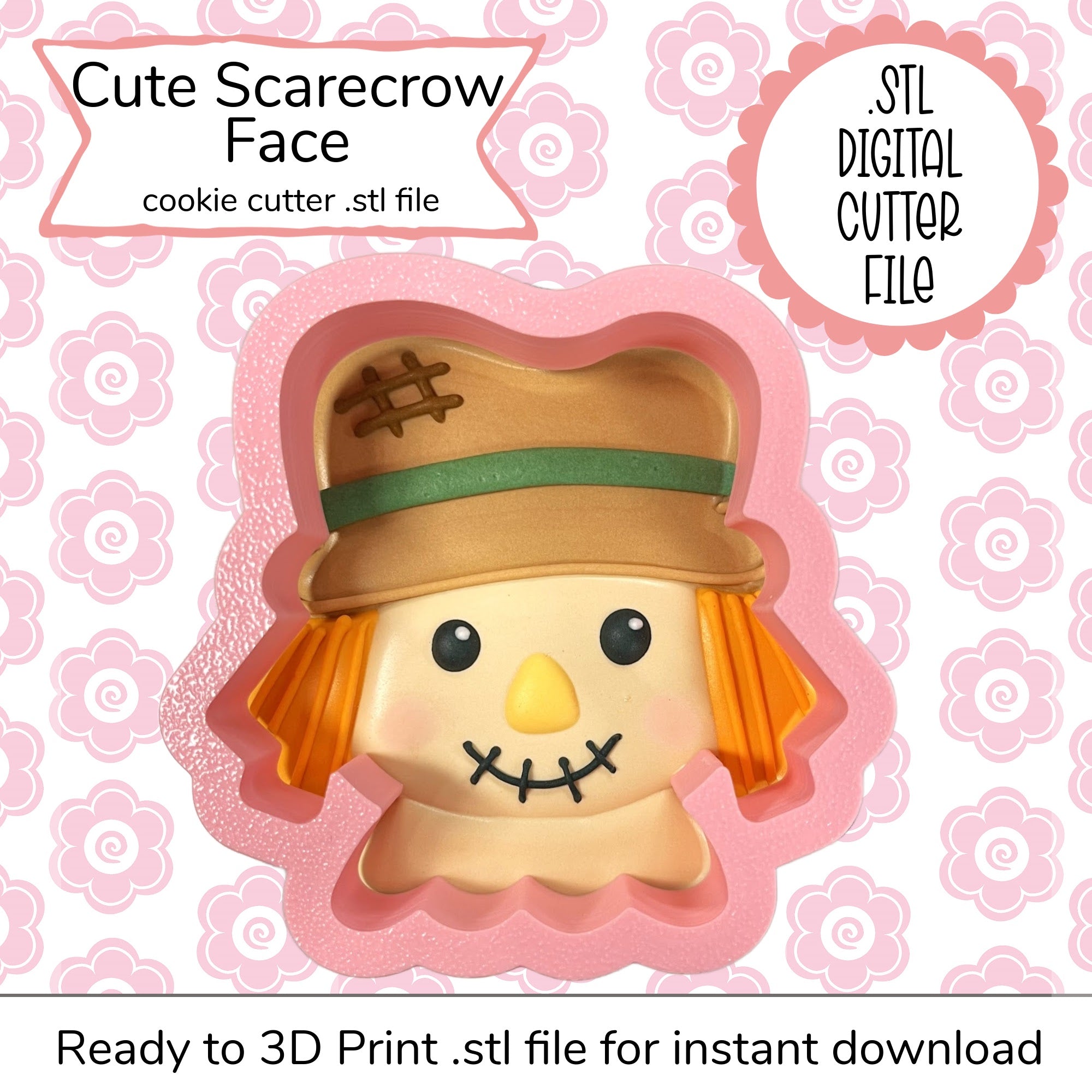 Cute Scarecrow Face Cutter STL File (digital file)