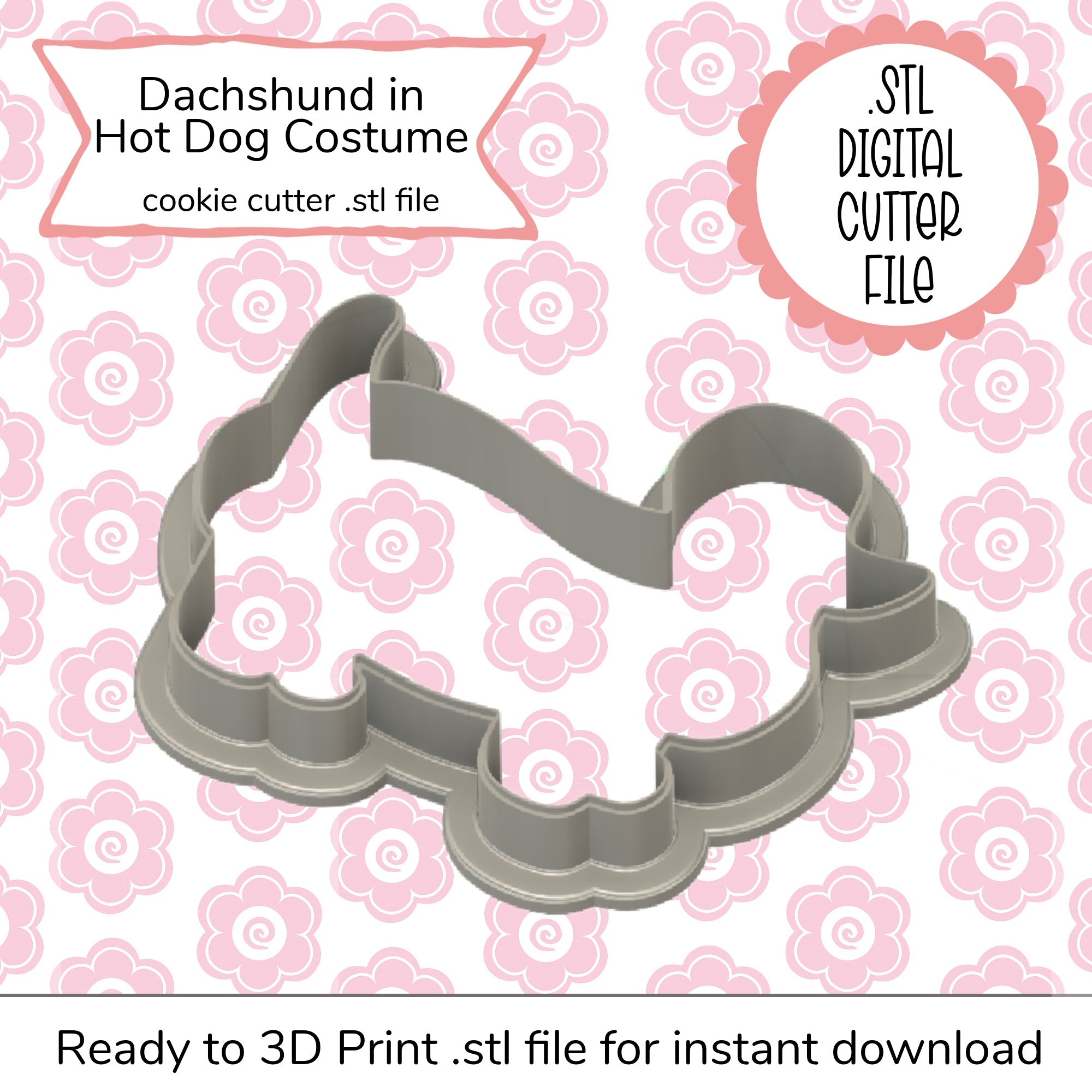 Dachshund in Hot Dog Costume STL Cutter File (digital file)