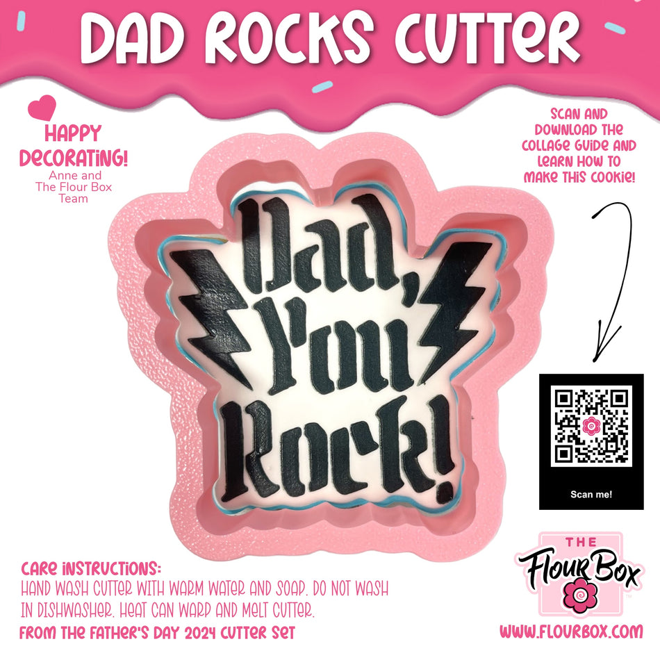 Dad Rocks Cookie Cutter with Stencil
