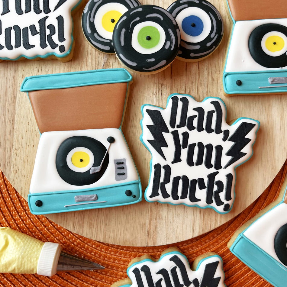 Dad Rocks Cookie Cutter Bundle with Stencil