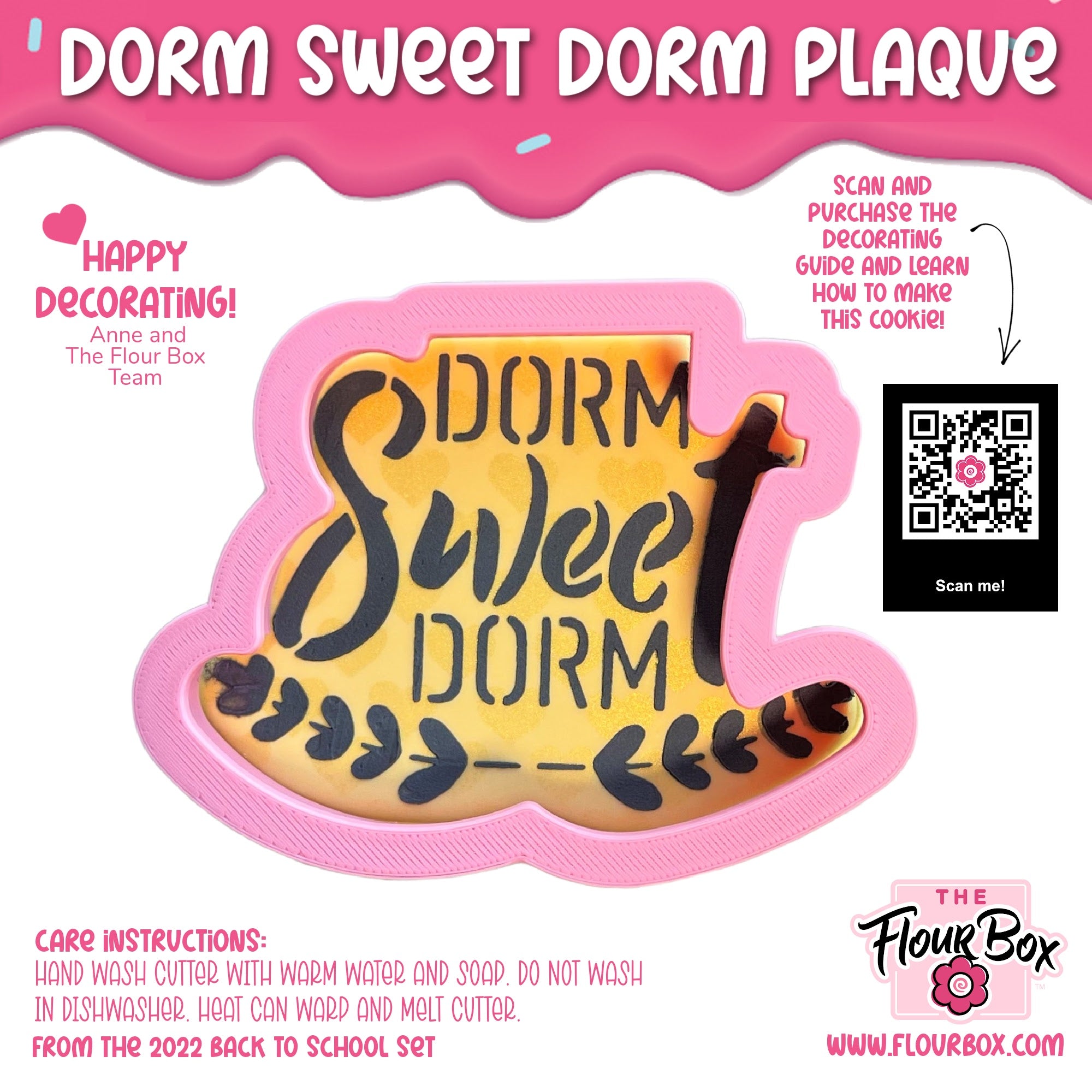 Dorm Sweet Dorm Plaque Cookie Cutter with Stencil
