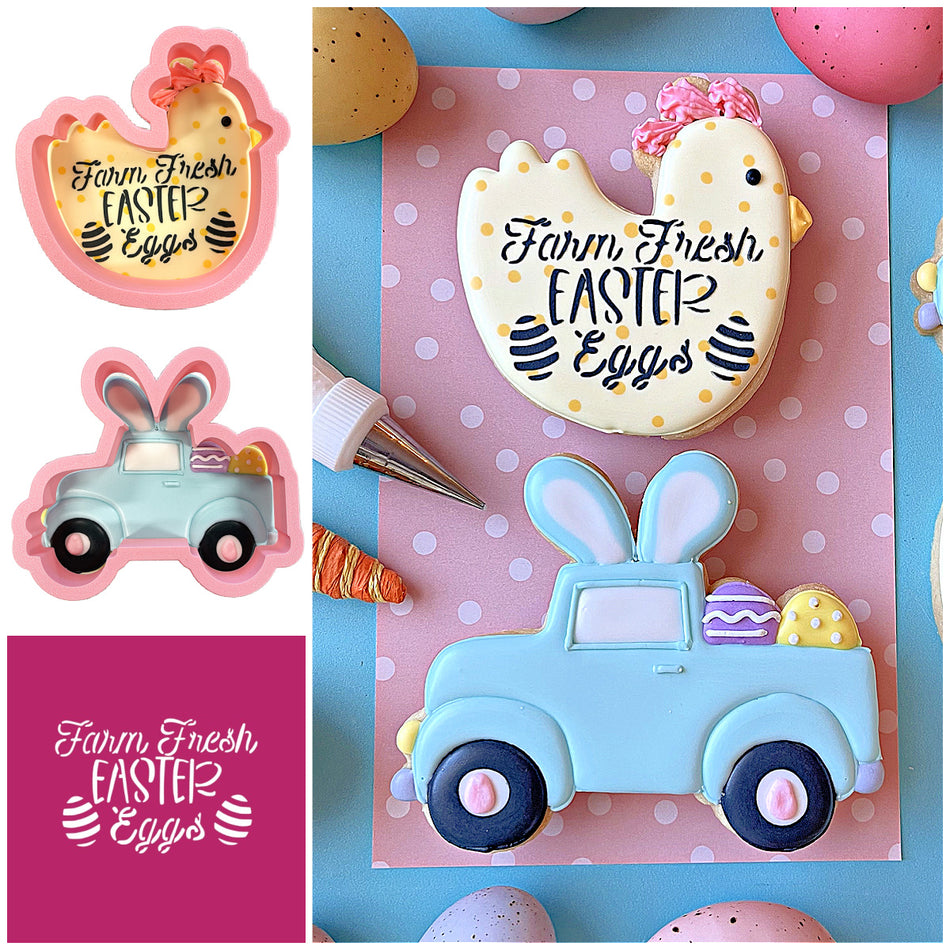 Easter on the Farm Cookie Cutter with Stencil BUNDLE