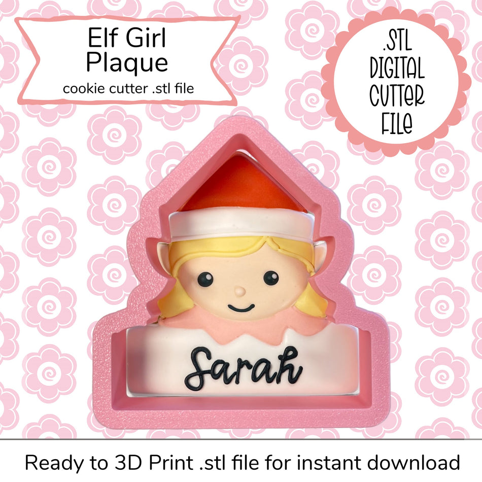 Elf Girl Plaque Cutter STL File (digital file)