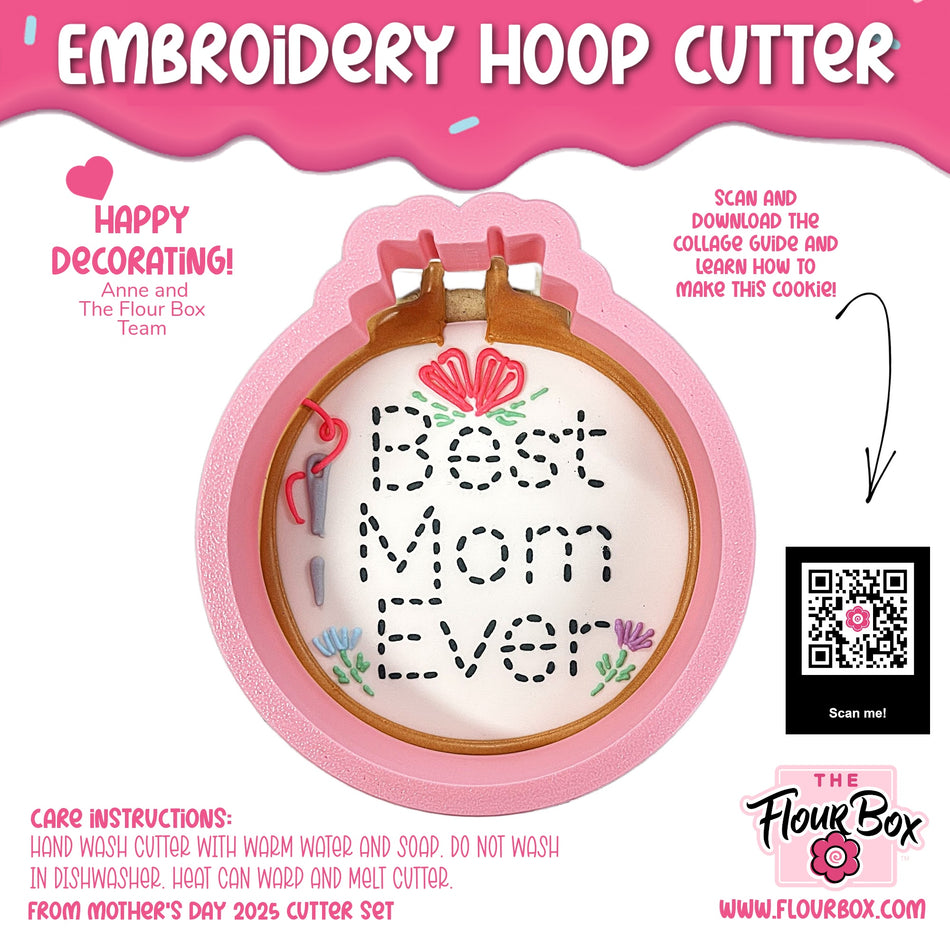 Embroidery Hoop Cookie Cutter WITH STENCIL