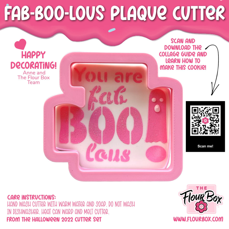 Fab-BOO-lous Plaque Cookie Cutter with Stencil