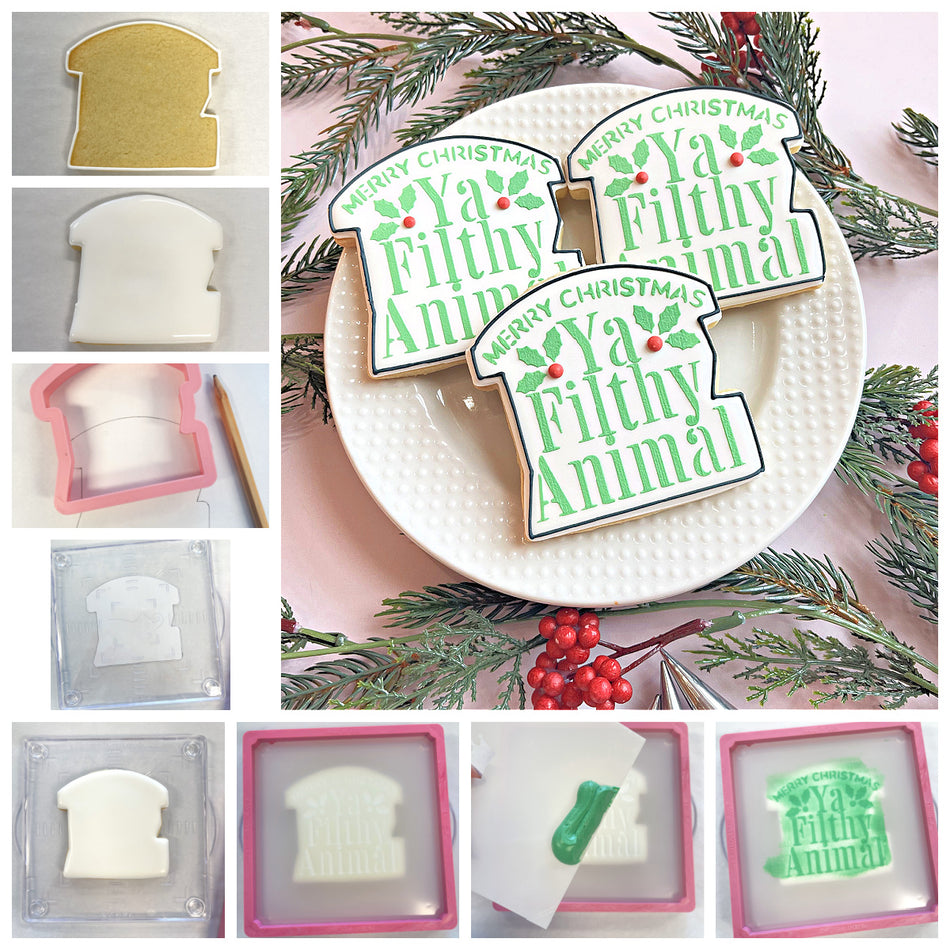 Filthy Animal Plaque Cookie Cutter with Stencil