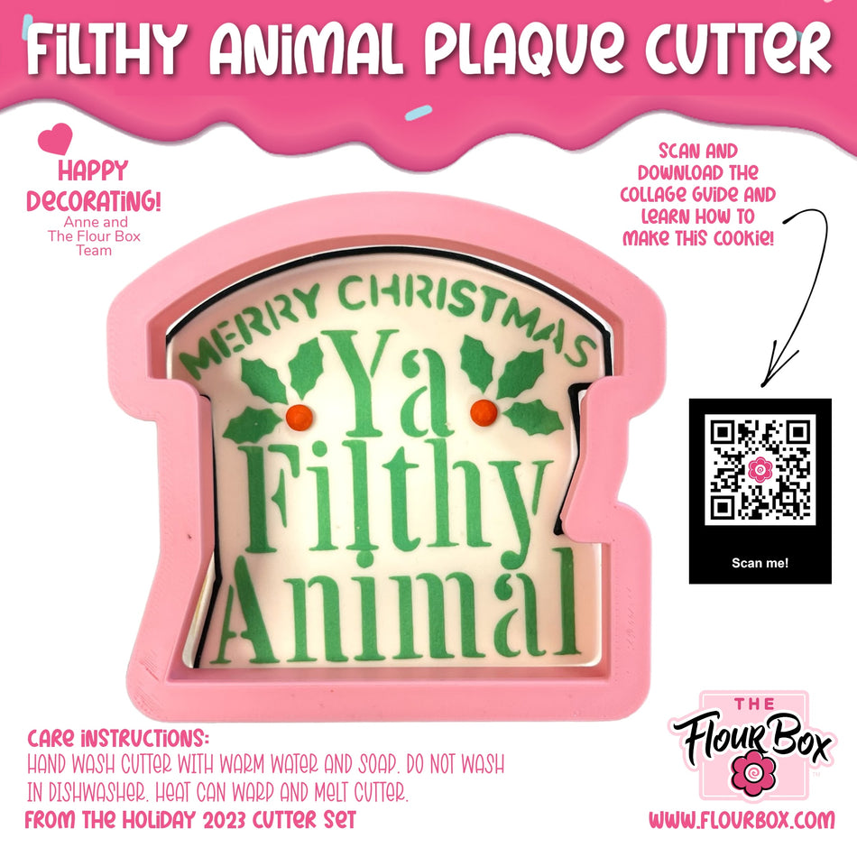 Filthy Animal Plaque Cookie Cutter with Stencil
