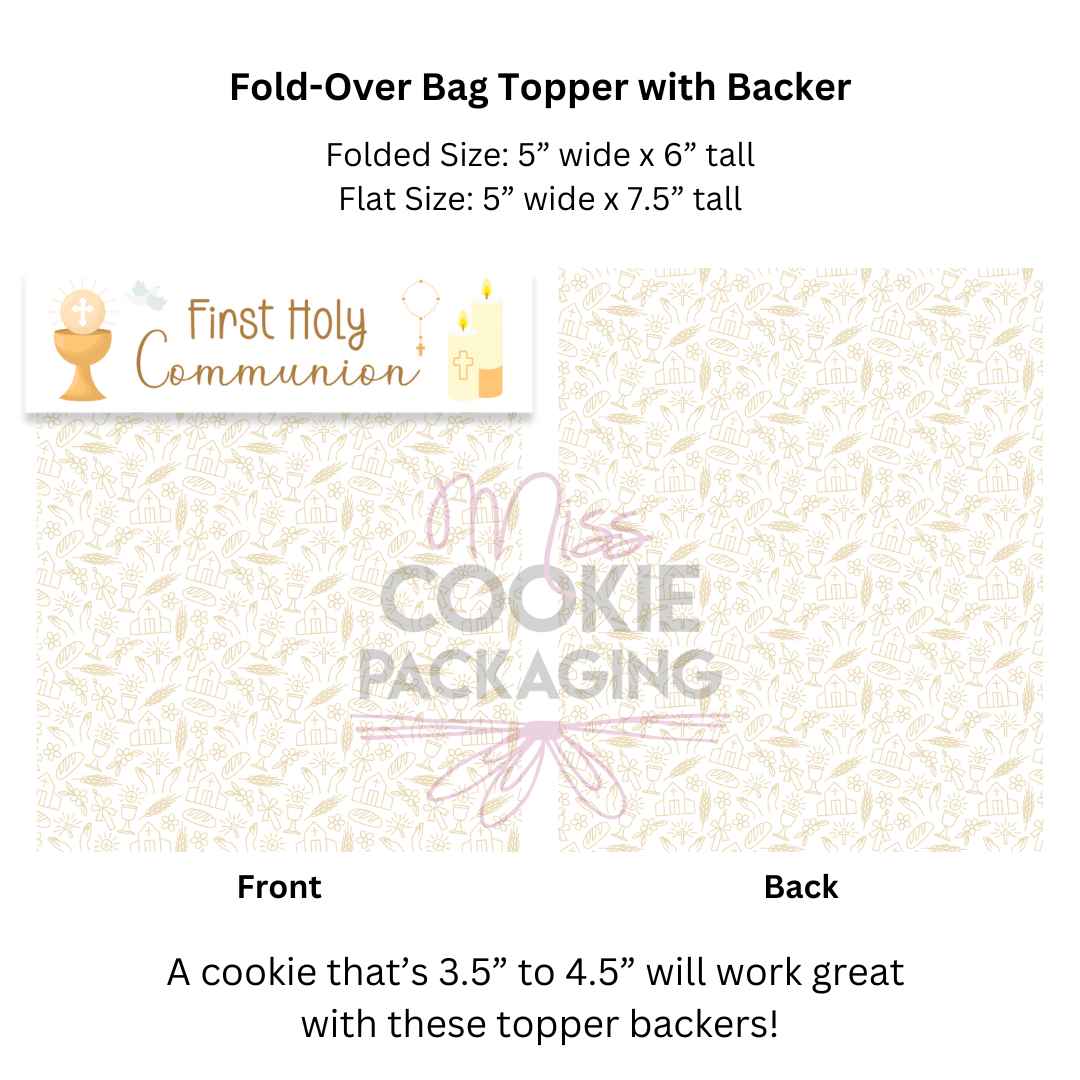 First Holy Communion Fold-Over Topper/Backer - QTY 25