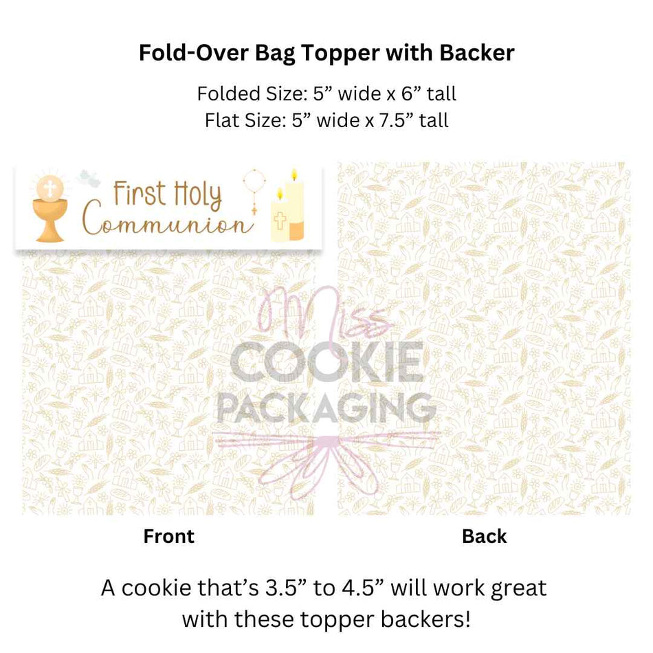First Holy Communion Fold-Over Topper/Backer - QTY 25