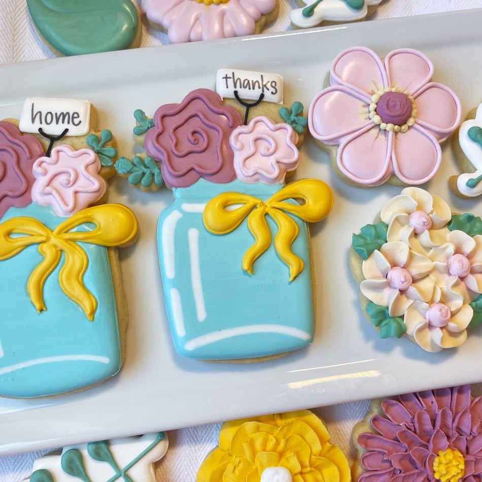 Floral Jar with Card Flour Box Club Cookie Cutter