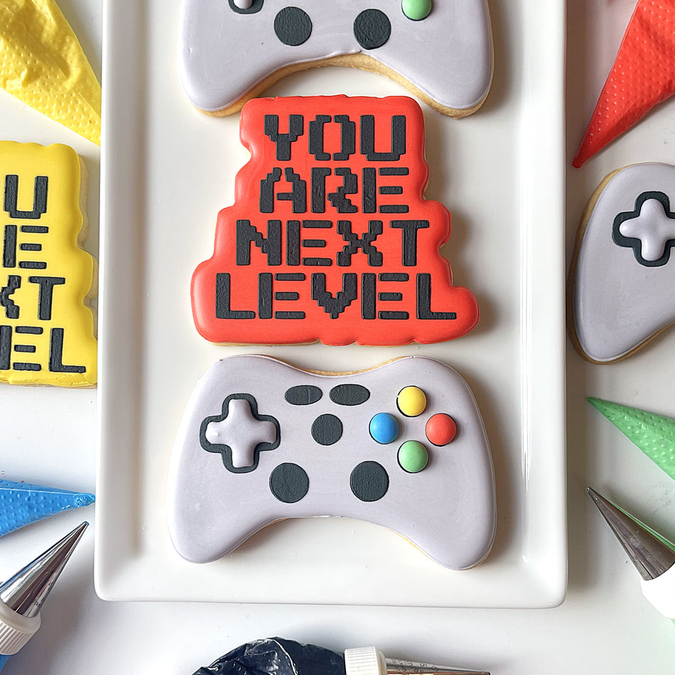 Gamer Cookie Cutter with Stencil BUNDLE (2 cutters & 2 stencils)