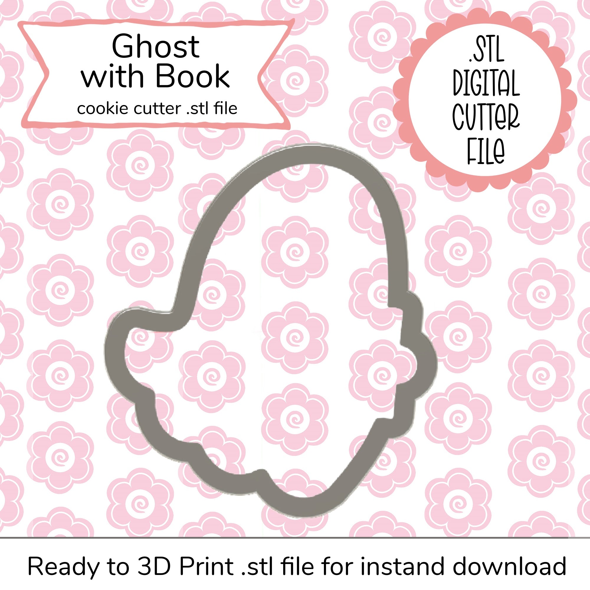 Ghost with Book STL Cutter File (digital file)