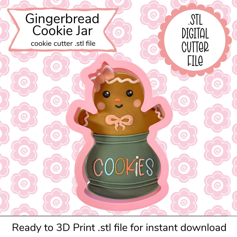 Gingerbread Cookie Jar Cutter STL File (digital file)