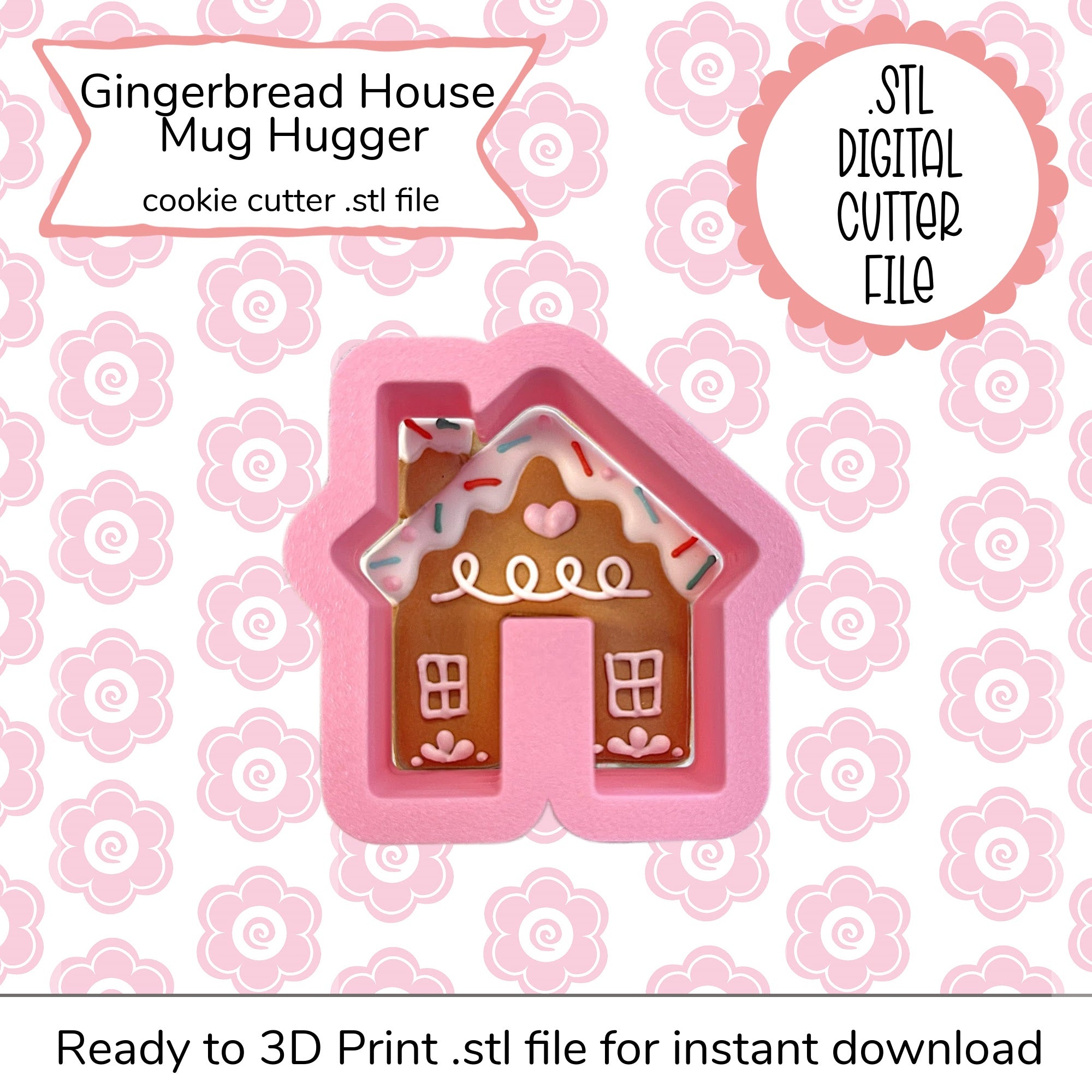 Mini Gingerbread House Mug Hugger Cutter STL File (digital file)
