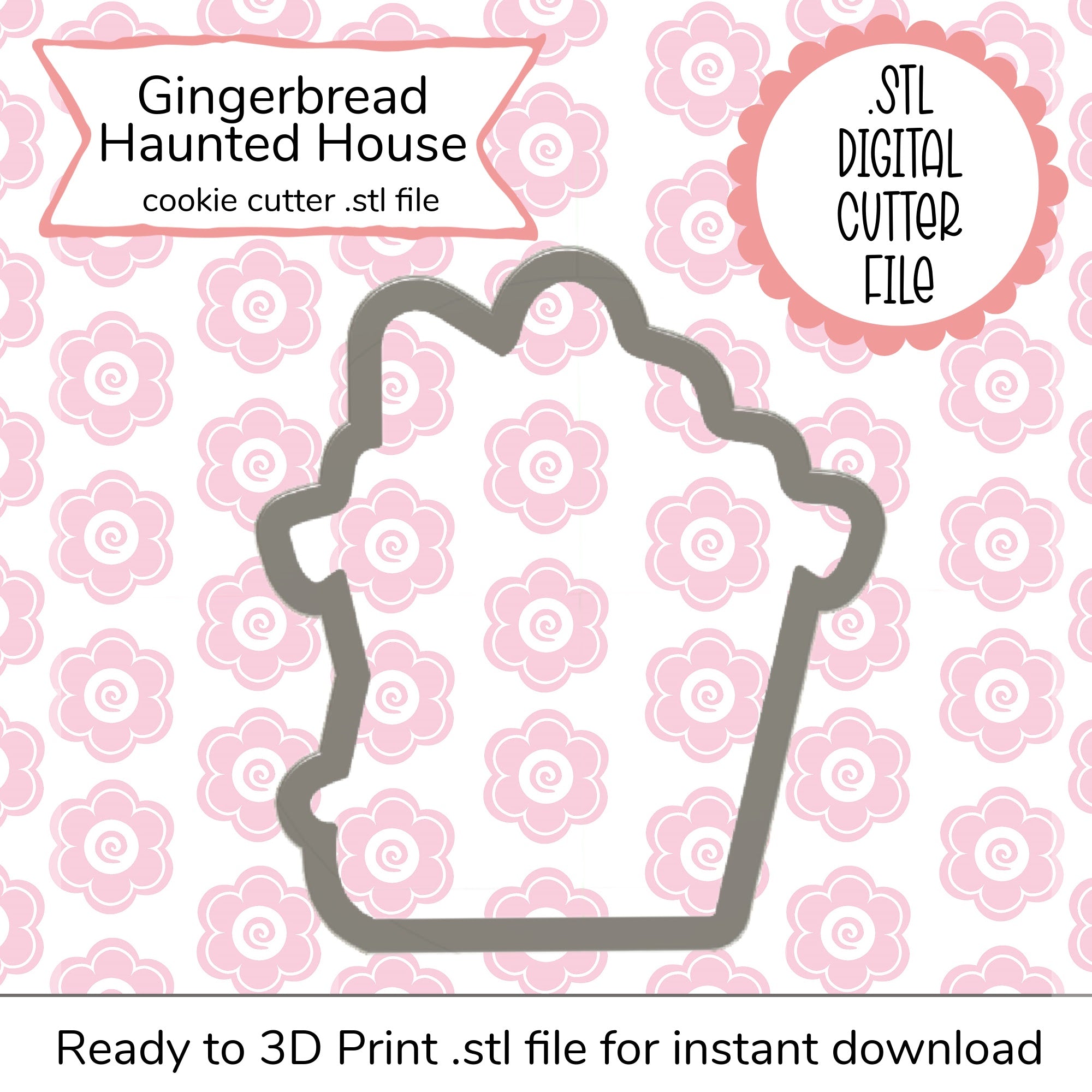 Haunted Gingerbread House Cutter STL File (digital file)