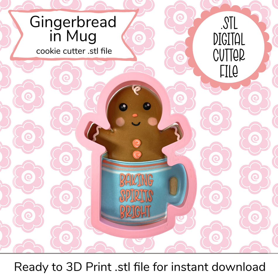 Gingerbread in Mug Cutter STL File (digital file)