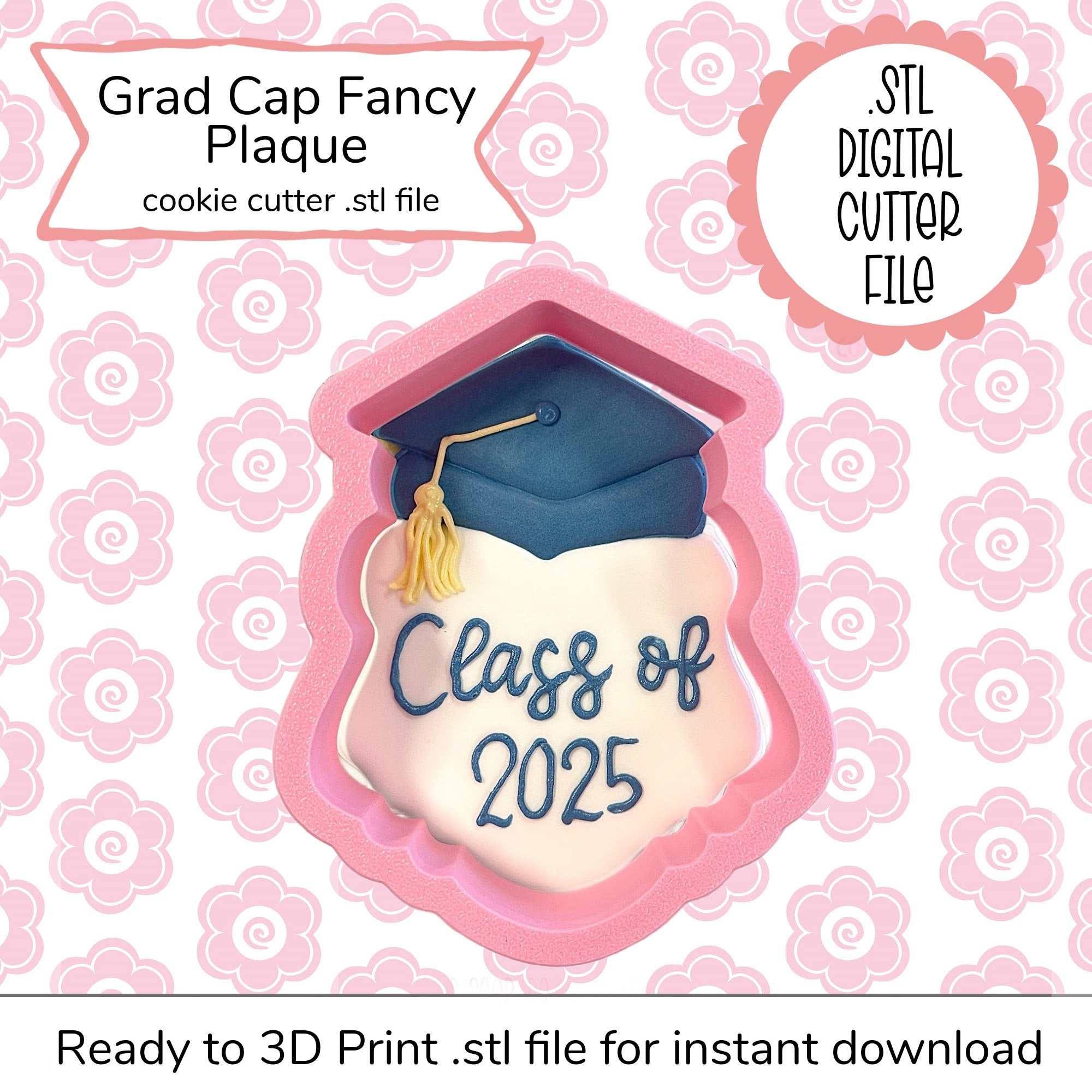 Grad Cap Fancy Cutter STL File (digital file)
