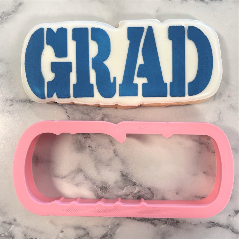 Grad Plaque Flour Box Club Cookie Cutter with Stencil