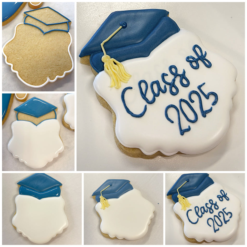 Grad Cap Fancy Plaque Cookie Cutter