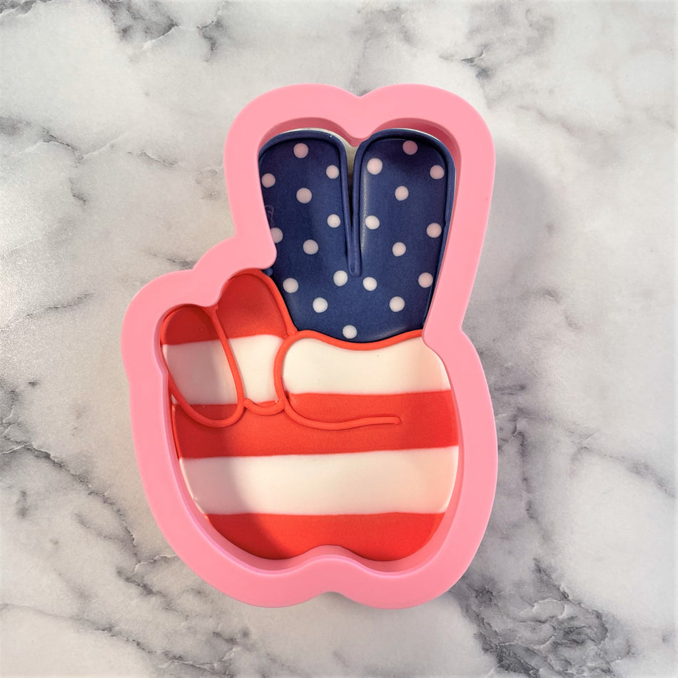 Hand Peace Sign Flour Box Club Cookie Cutter