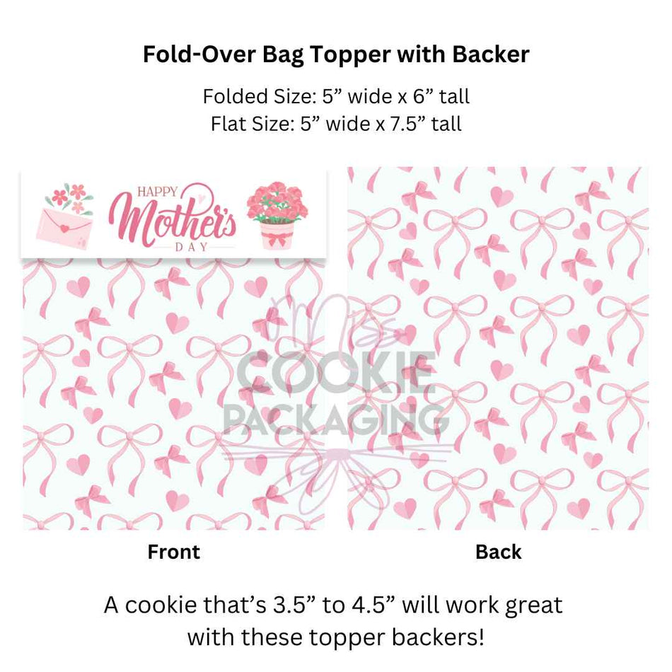 Happy Mother's Day Bows Fold-Over Topper/Backer - QTY 25