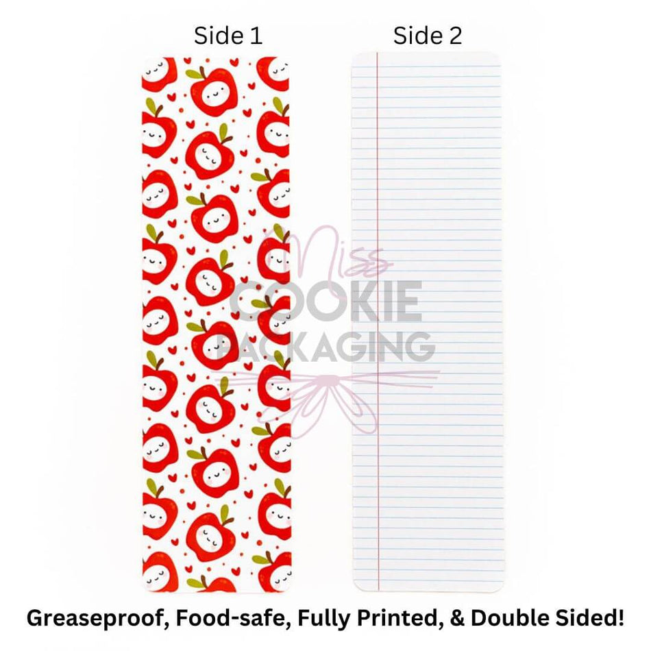 Happy Apples Lined Paper Cookie BAG Backer Card - 2.625