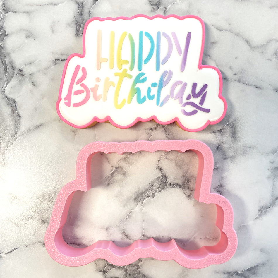 Happy Birthday Cookie Cutter with Stencil Set