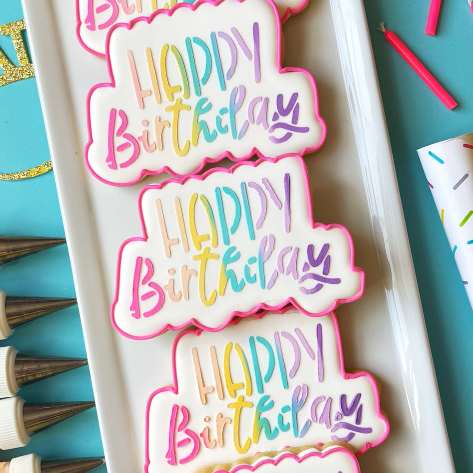 Happy Birthday Cookie Cutter with Stencil Set