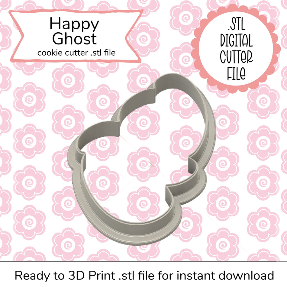 Happy Ghost Cutter STL File (digital)