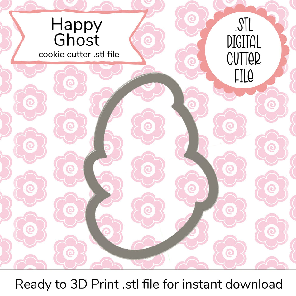 Happy Ghost Cutter STL File (digital)