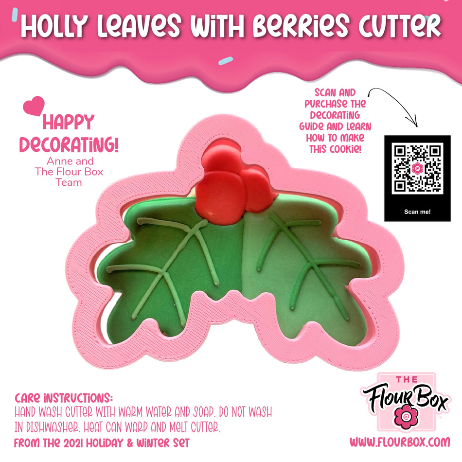Holly Leaves with Berries Cookie Cutter