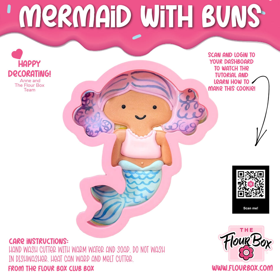 Mermaid with Buns Flour Box Club Cookie Cutter