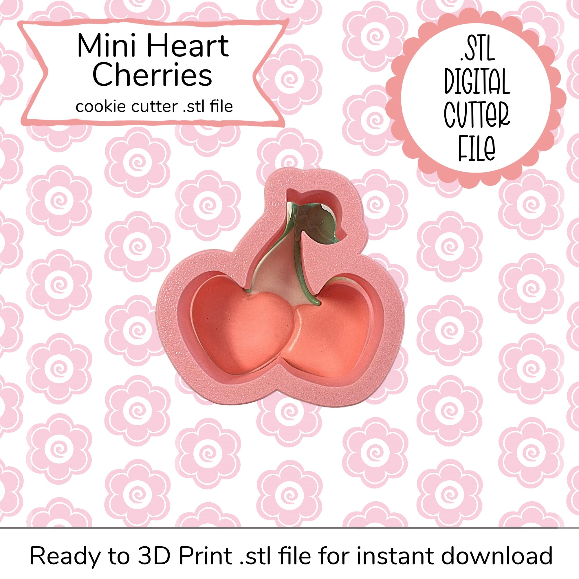 Mini Heart Cherries Cutter STL File (digital file)